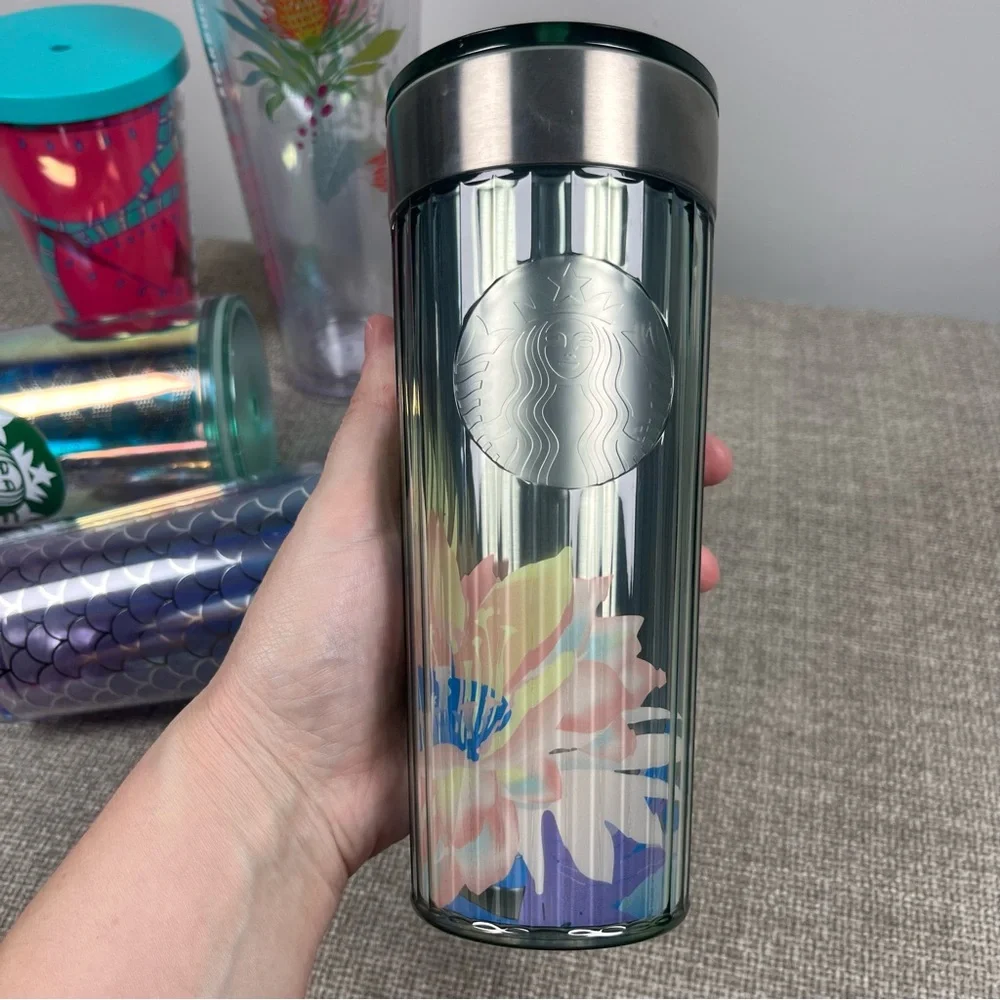 Lot of 5 Starbucks Venti Grande Aloha Mermaid Summer Plastic Cold Cups Tumbler